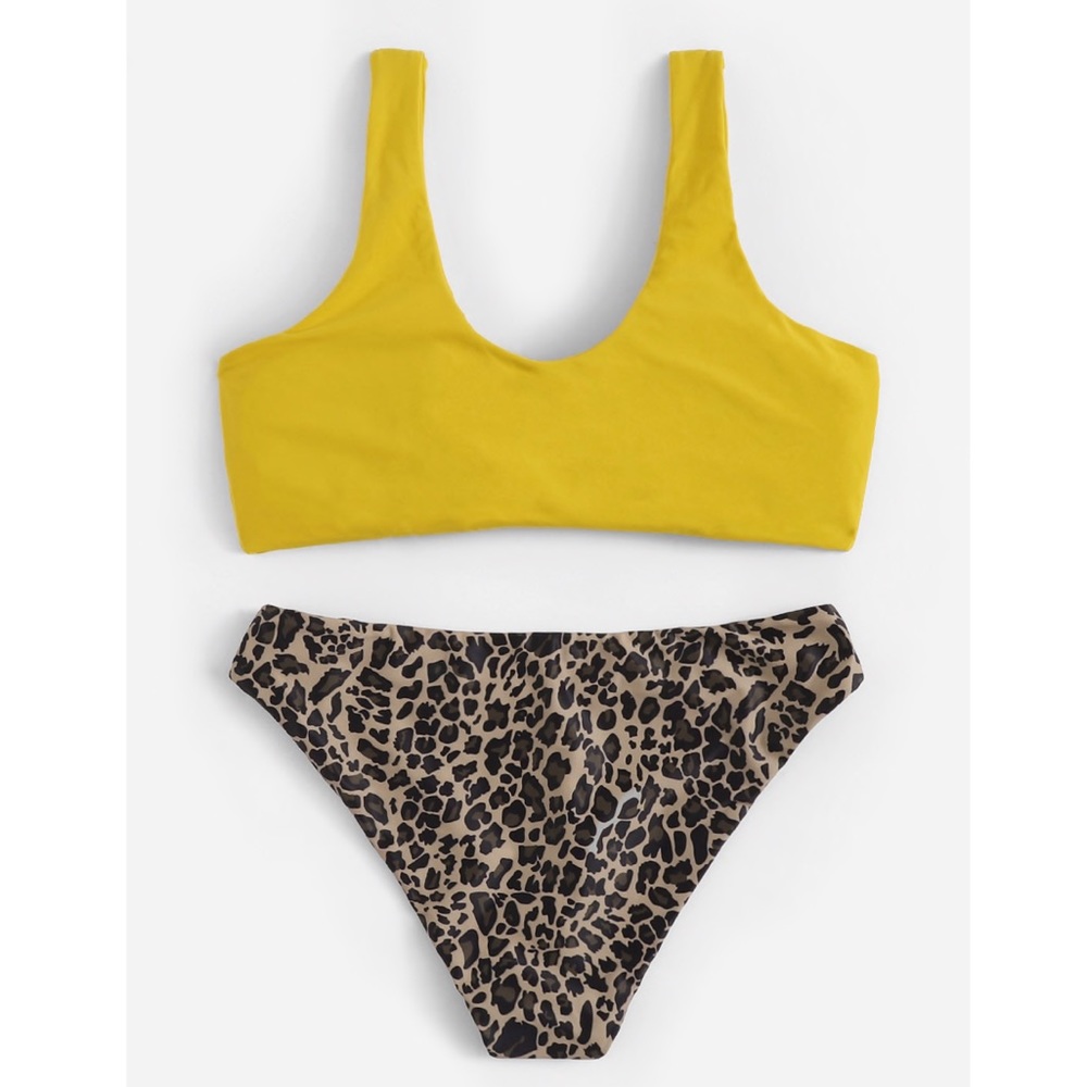 GRACIE🖤yellow twist leopard print bikini swimsuit - Picture 2 of 2